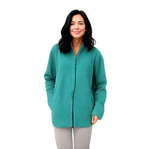 LL Bean Women's XL Teal Blue Full Zip Long Sleeve Outdoor Sherpa Fleece Sweater